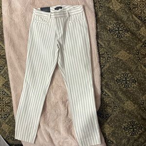 NWT Banana Republic Sloan pants size 2. Cream with navy/black stripes.